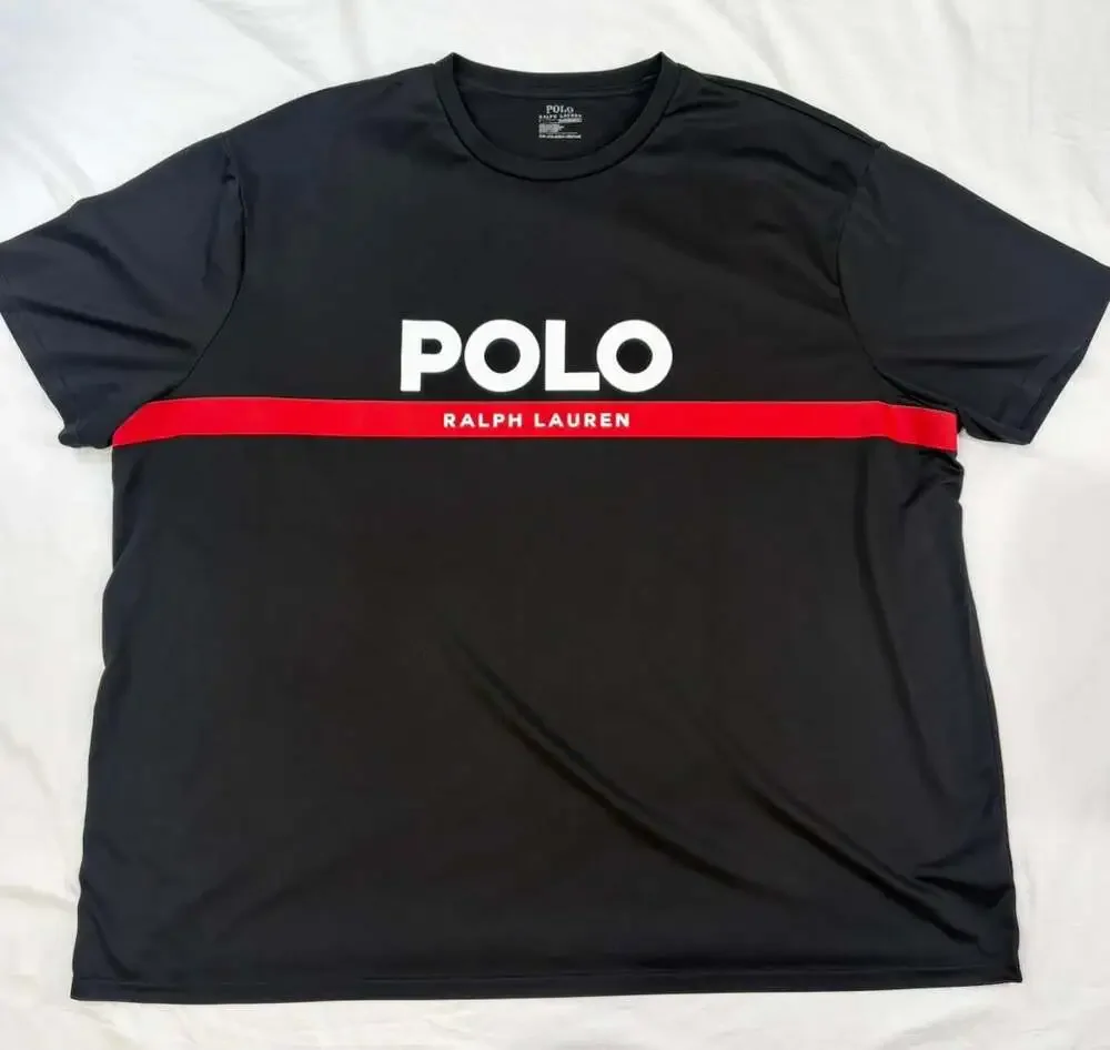 Polo Ralph Lauren Men’s Black Tee Shirt With Red Logo Size 3XL